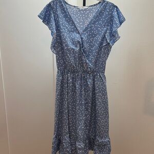 Blue Ruffle Floral Dress